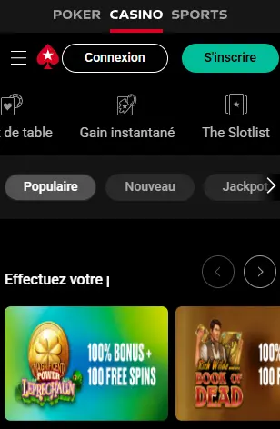 Expérience mobile POKERSTARS CASINO
